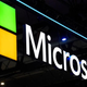A Microsoft logo is displayed at the MWC (Mobile World Congress) in Barcelona on March 2, 2022.